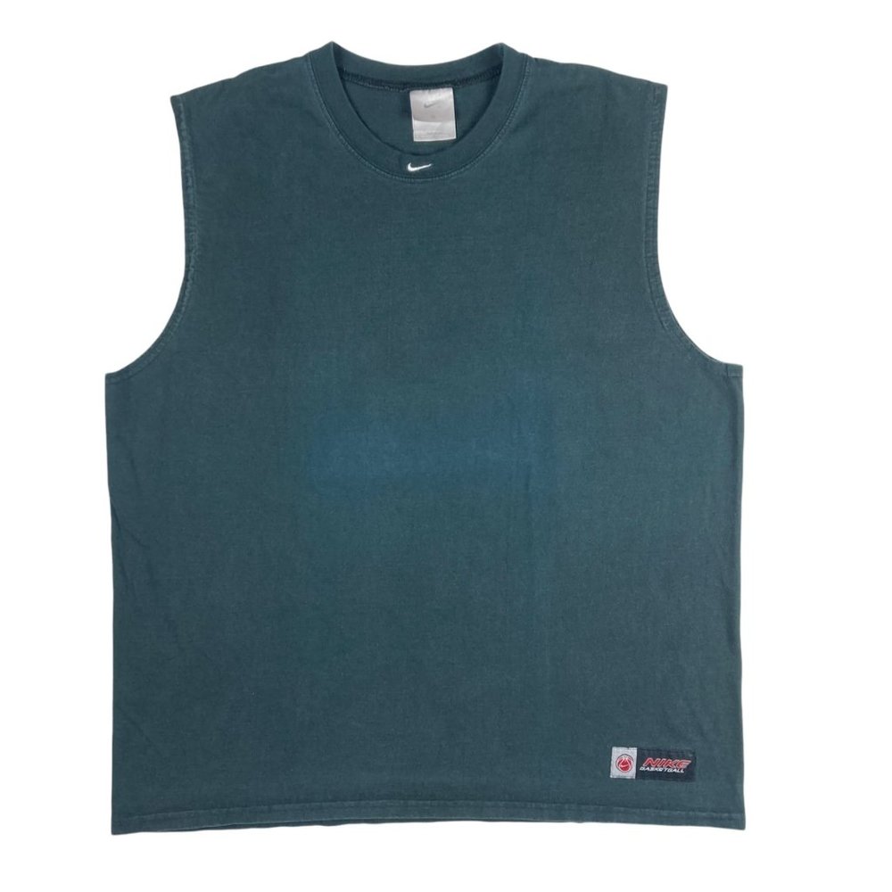 Vintage Nike Basketball Gray Tag Center Check Black Tank Top Men's XL